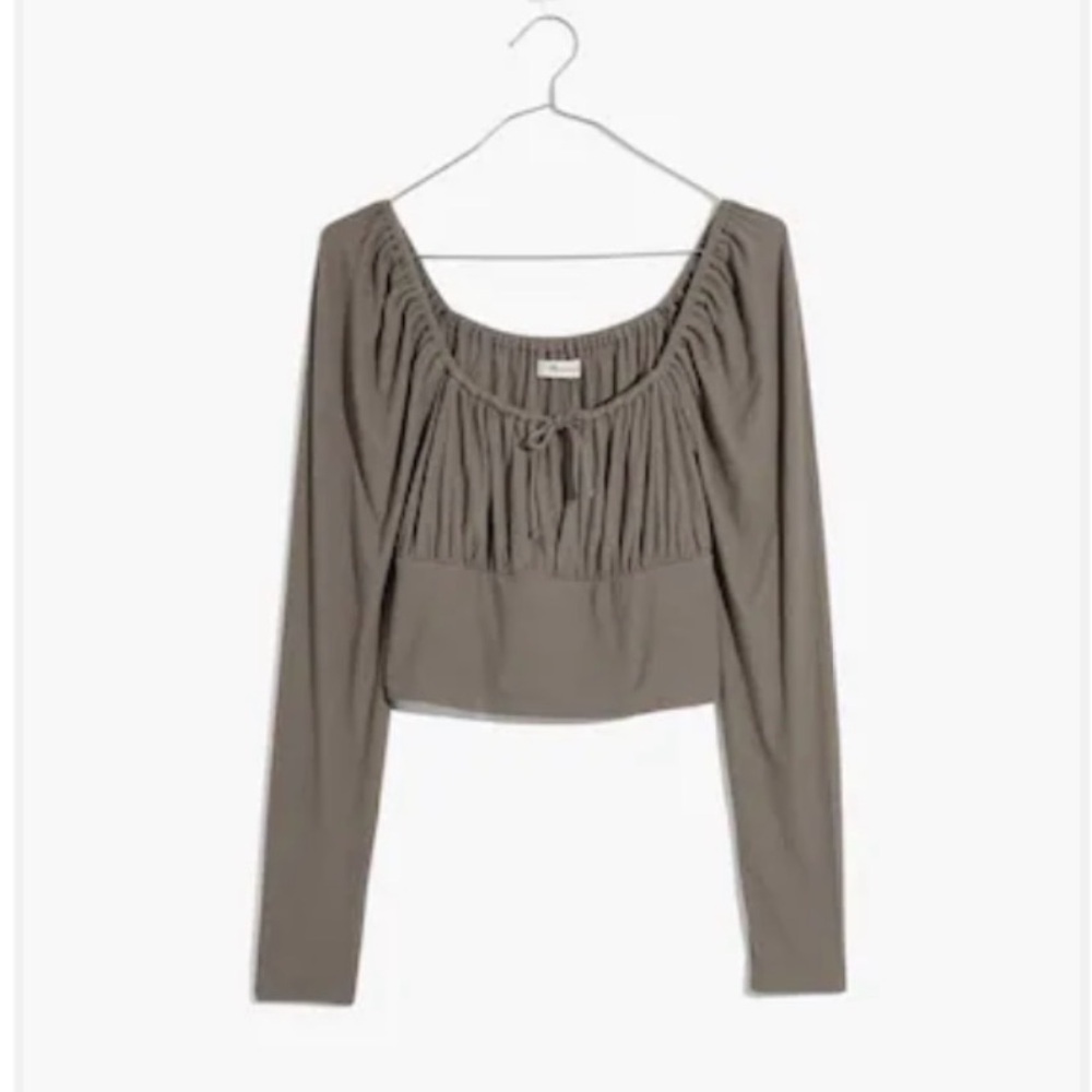Madewell Taupe Long Sleeve Crop Top